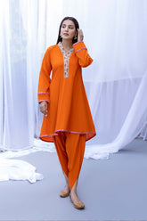 2-Pc Embriodered Peplum Frock With Tulip Shalwar CNP22-85
